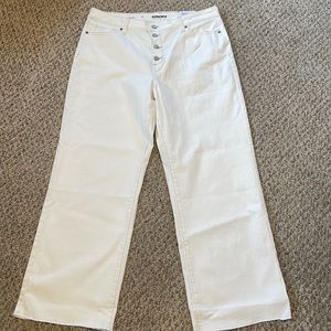 -Sonoma Frayed Hem Button Front Wide Leg Jeans Size 18